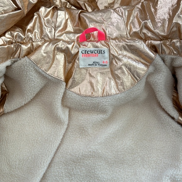 J Crew Crewcuts Rose Gold Metallic Puffer Coat Size 4/5 - Picture 3 of 5